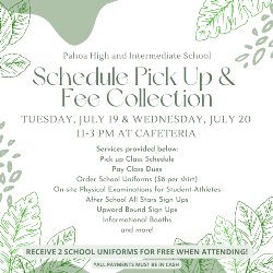 PHIS Schedule Pick Up and Fee Collection information